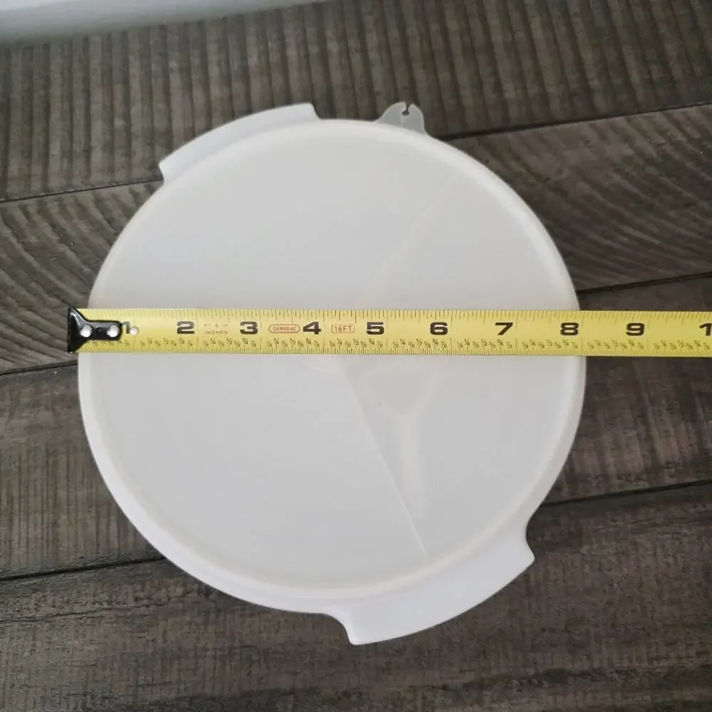 Vintage Tupperware Suzette Divided Relish Tray Dish 608-3 Handle Cover White